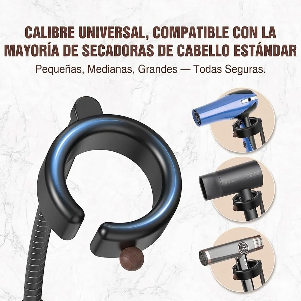 Soporte manos libres para secador SEANCHEER, giratorio 360°, ajustable y fácil de instalar sin perforar.